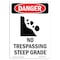 Signmission Safety Sign, OSHA Danger, 5" Height, No Trespassing Steep Grade, Portrait OS-DS-D-35-V-1785 - alternate 1